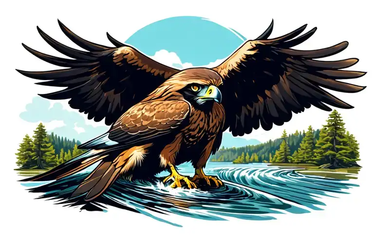 Hawk With River Through It
