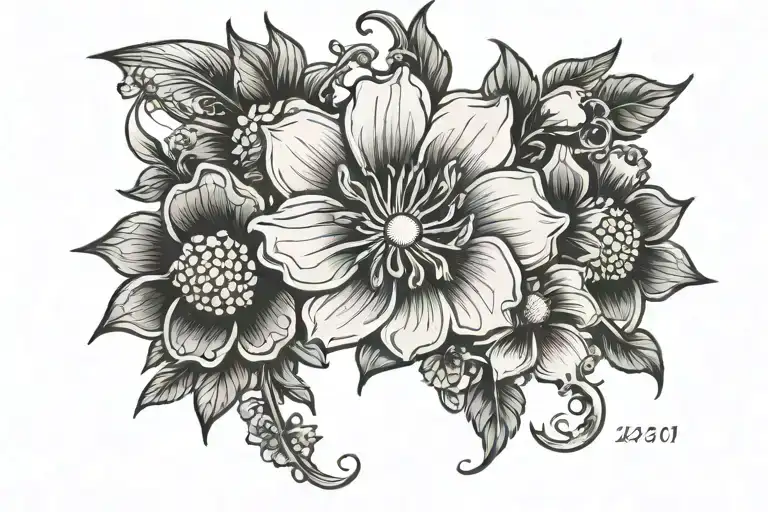 Flowers With Dates On The Petals 12 08 04 01 10 23 05 03 11 25