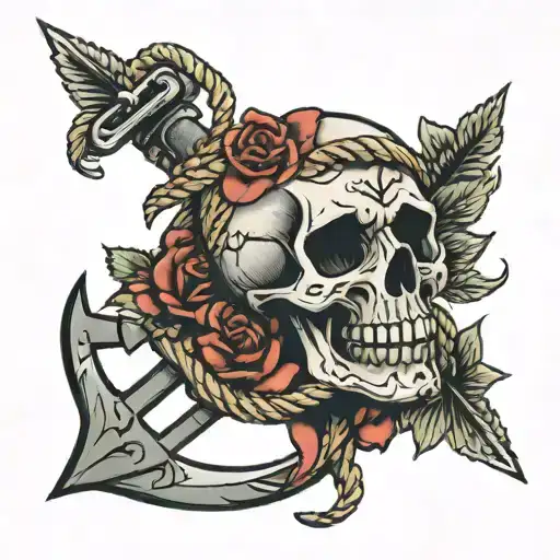 Skull Anchor Rope Rose Owl