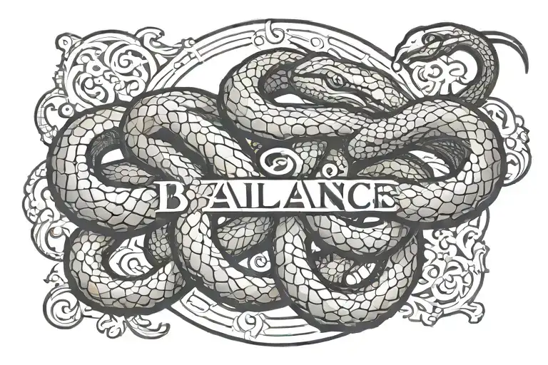 Cobra Snake Wrapped Around The Word Balance