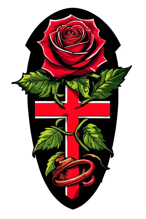 St George's Cross Fluttering Behind England Rugby Rose