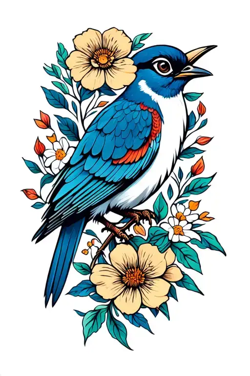 Hungarian Turul Bird With Hungarian Folkart And Flowers