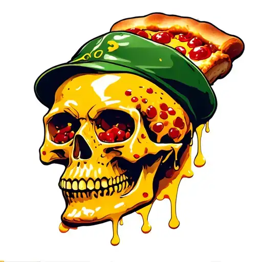 Melting Cheesey Pizza Skull With Peparoni