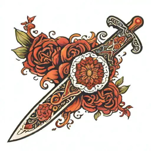 Mandala Knife Blood Flowing