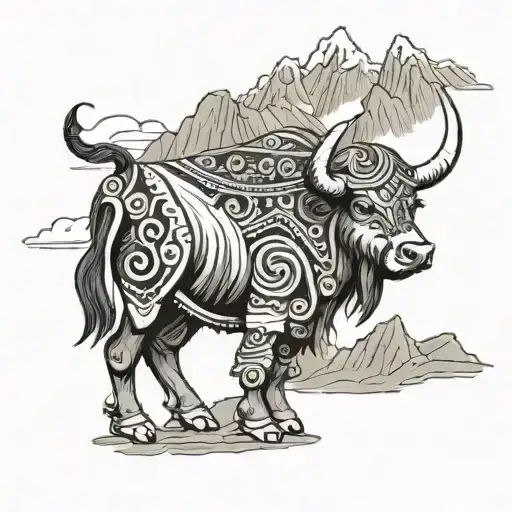 Yak From Nepal Looking Up At A Mountain Signifying Global Health