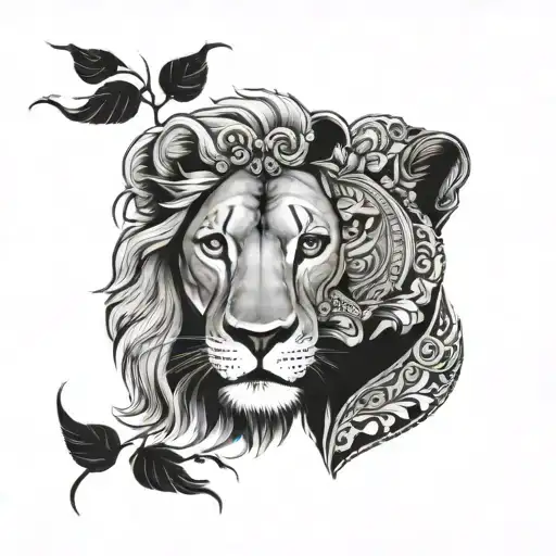 Two Lionesses Stare At Each Other