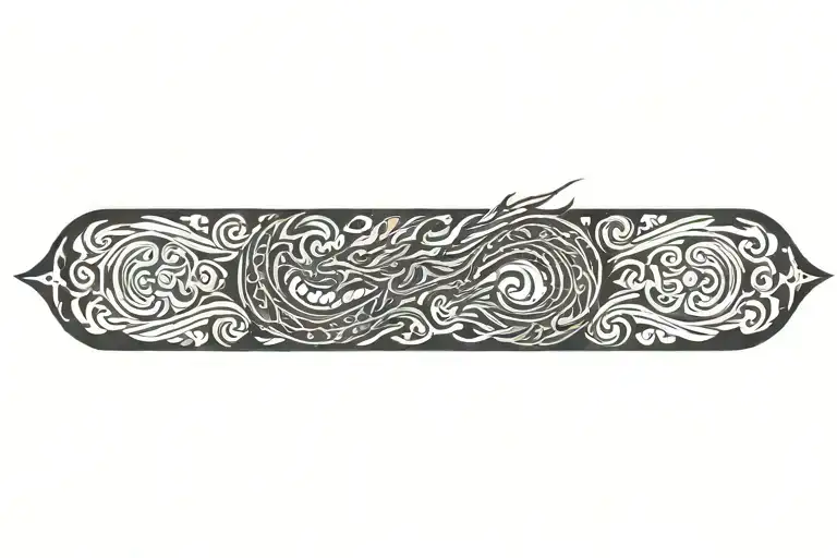 Tribal Pattern Upper Arm Band Dragon Breathing Fire