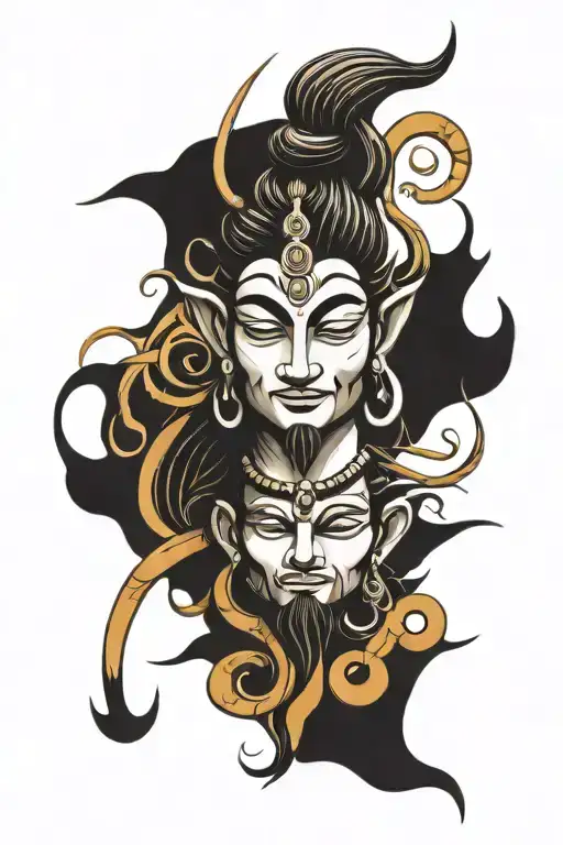 Abstract Shiva With Panch Tatwa
