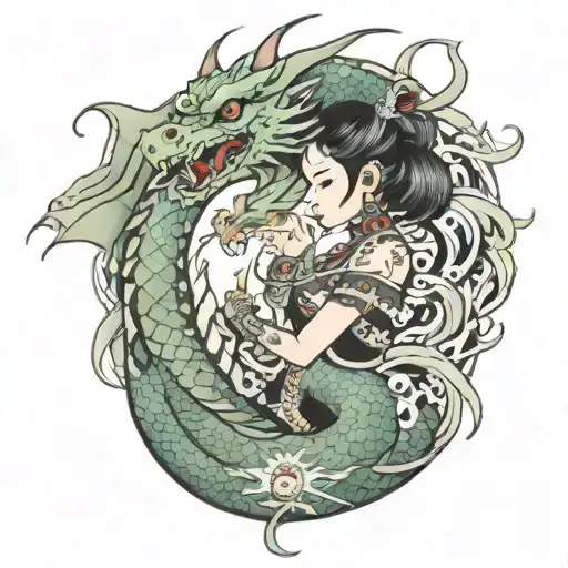 Tattoo Related To Burmese Culture Inspired Dragon With Burmese Girl