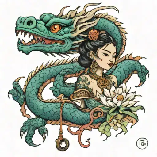 Tattoo Related To Burmese Culture Inspired Dragon With Burmese Girl
