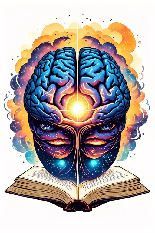 Open Book That A Galaxy Comes Out And Connects With A Beautiful Brain