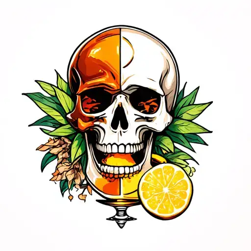 Rum Of Skull With Half Full Inside