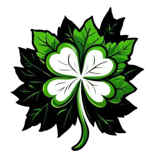 Shamrock Outline In Green Maple Leaf Outline In Red