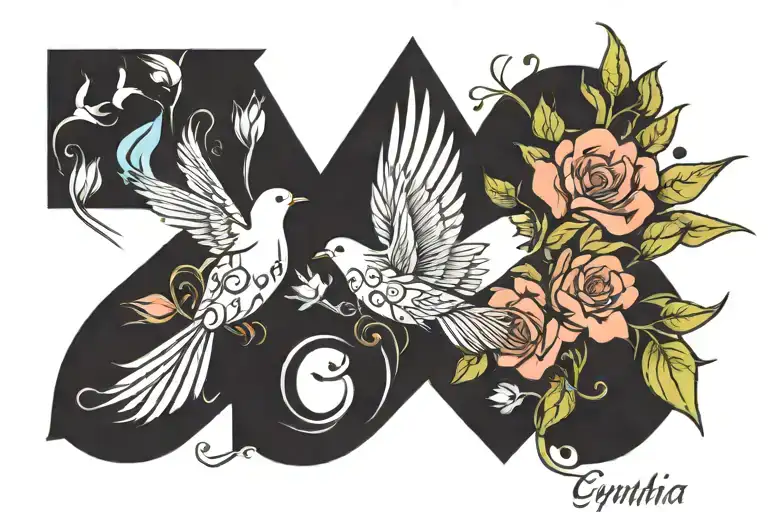 Cynthia Name Flowers Birds Flying
