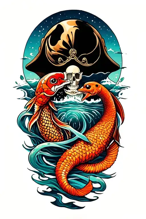 Sailor And Sea Life Intertwined