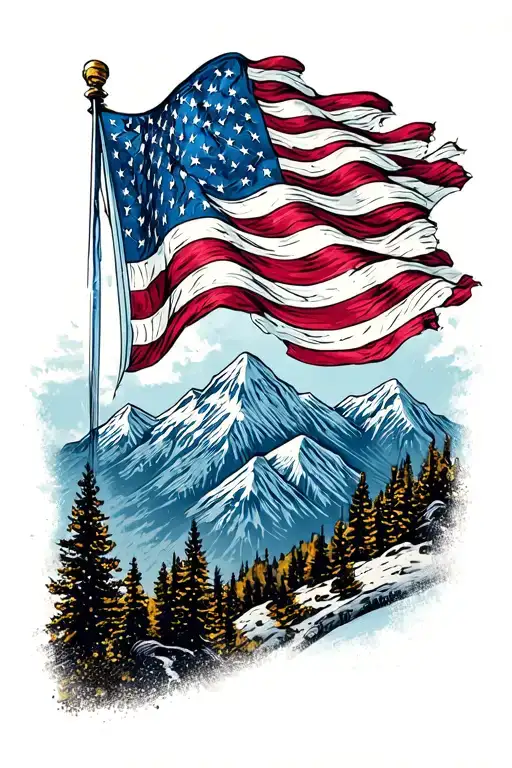 American Flag Distressed Usa Flag With Mountains