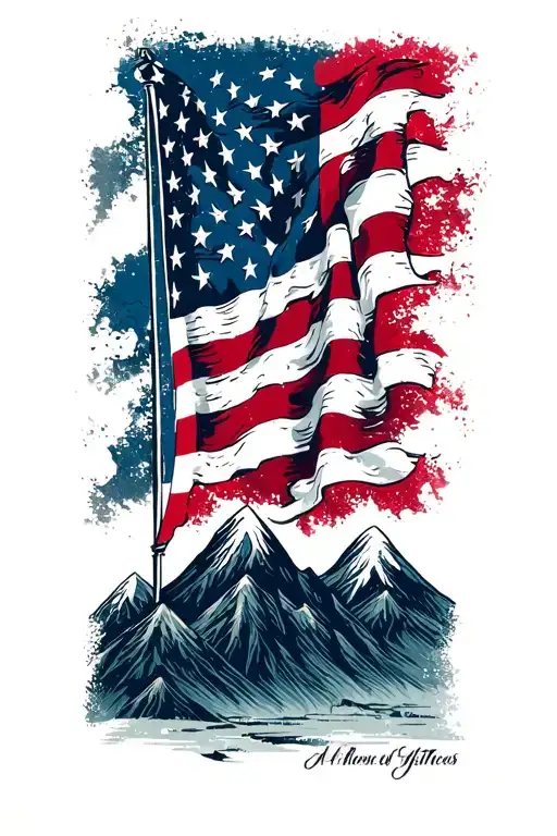 American Flag Distressed Usa Flag With Mountains