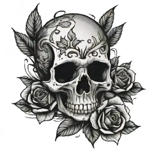 Chloe Price's Skull And Rose Tattoo From Life Is Strange Game But In Black Link Not Color
