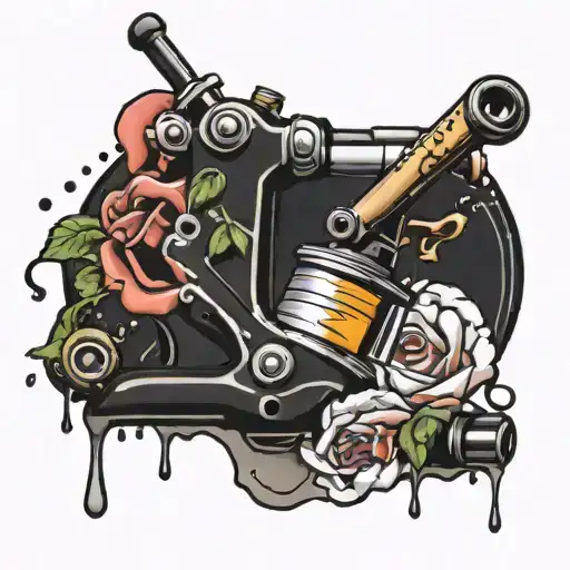 Tattoo Machine Splashed Ink