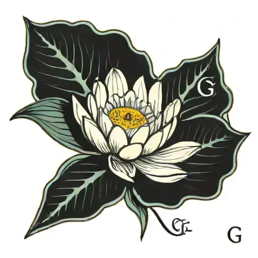 Water Lily With Initials Gg