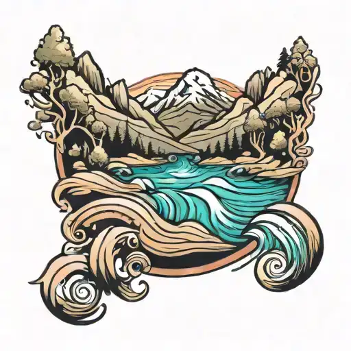 River Flowing Near Mountains