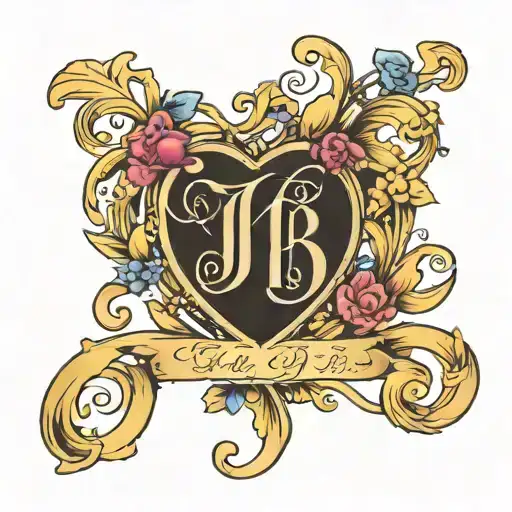 Simple Elegant Monogram Of The Letters Jtb Overlapping A Heart Design