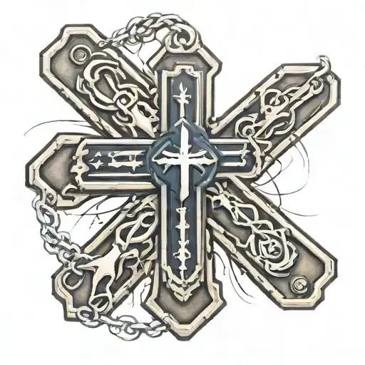 Cross With Dog Tag Wrapped Around It And Air Force Logo In Background