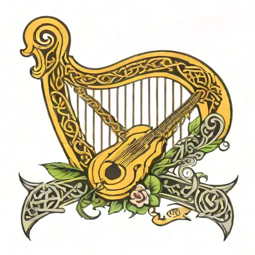 Celtic Harp And Cross