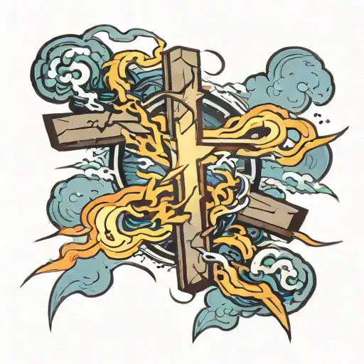 Cross With Lightning Coming Off It
