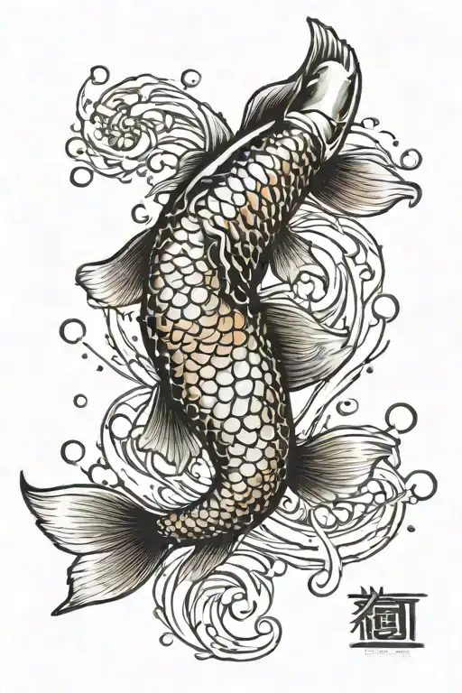 Koi Fish Falling In A Pond Side Profile