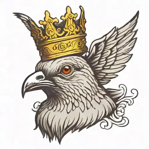 Pigeons Head Wearing A Three Pointed Crown