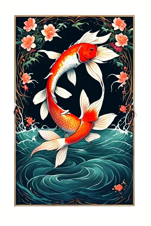 Lycoris Long With 2 Carp Koi Small On The Back