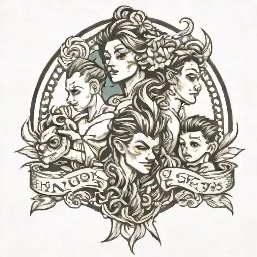 Mom And 2 Sons Getting A Tattoo Design