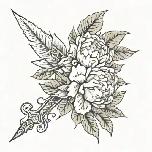 Peonies With Dagger