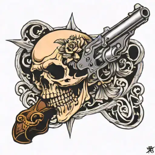 Skull With Gun Pointed To It