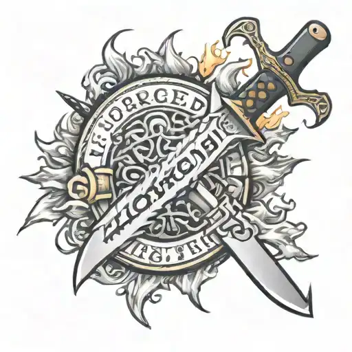 Combat Knife With The Words Forged In Fire