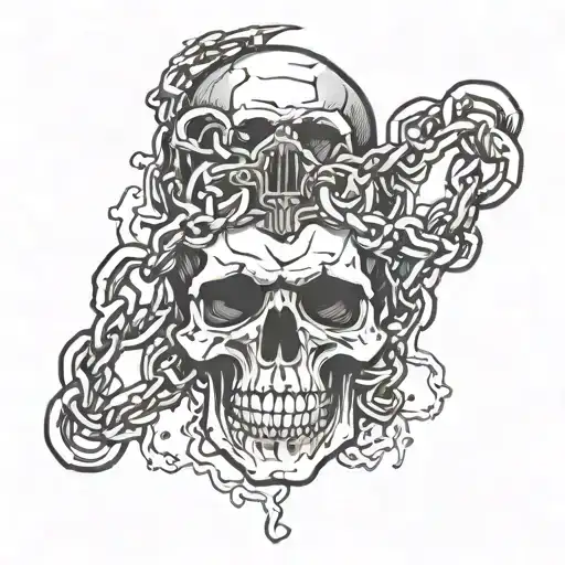 Skull And Chains Breaking And Bursting