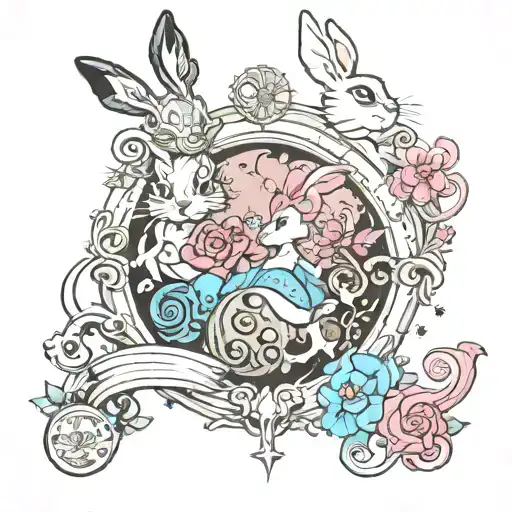 Disney Symbols And Characters Going Down The Rabbit Hole