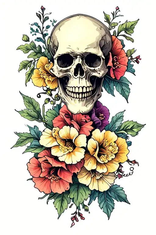 Skull Snapdragons In A Garter Band Elegantly Encircling Thigh With Subtle Colors