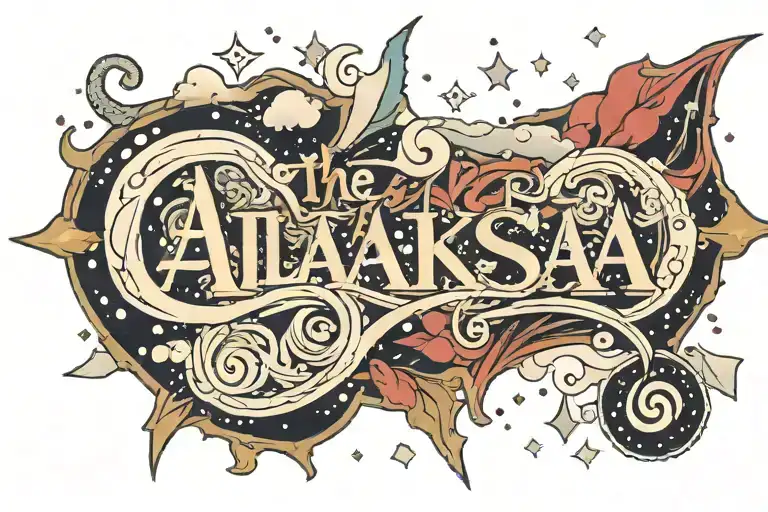 The Word Alaksa With Snow Falling On It