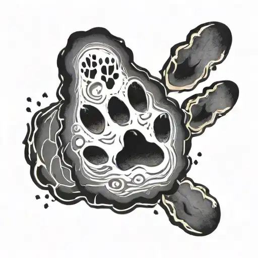 Dogs Paw Print And Child's Hand Print Surrounded