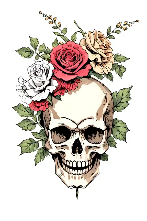 Skulls Shaped Into Snapdragons Worked Into A Garter Band Elegant With Some Roses