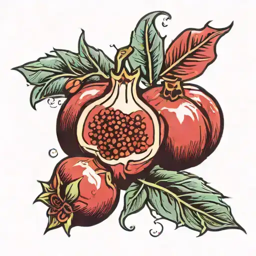 Armenian Flag And Pomegranate