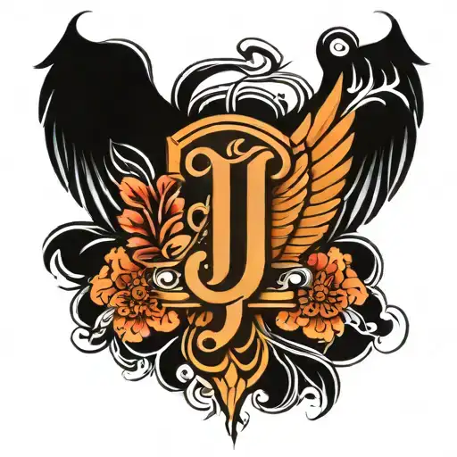 Letter J With Wings