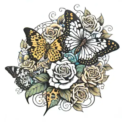 Butterflies With Roses And Cheetah Prints