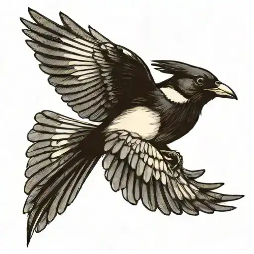 Magpie Bird Flying
