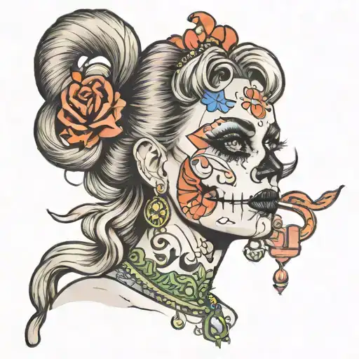 A Woman Dressed Up For Halloween With Face Painted To Look Like A Skank And Hoochie