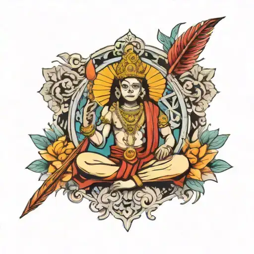 Indian God Figure Surrounded