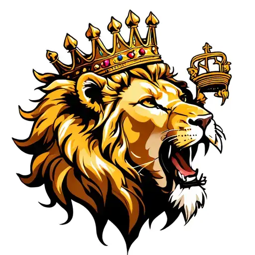 Lion Of Judah Head Roaring With Crown