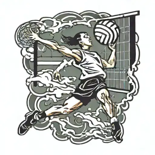 Volleyball Player Spiking